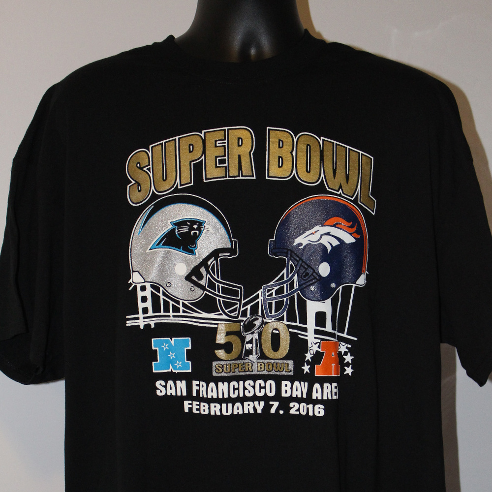 Rare Super Bowl 50 Broncos Panthers Shirt Sz XXL